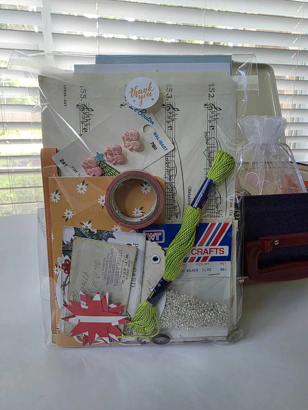 Crafting Box Filled with Mystery Scrap Paper And Ephemera